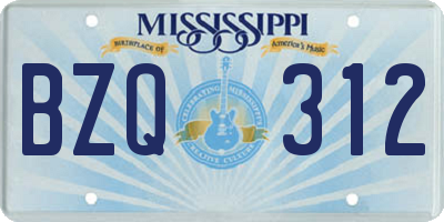 MS license plate BZQ312