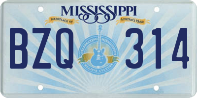 MS license plate BZQ314