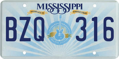 MS license plate BZQ316