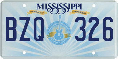 MS license plate BZQ326