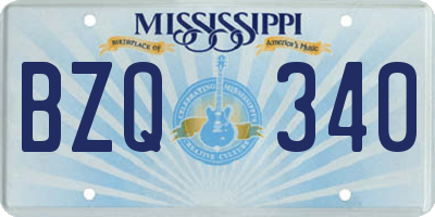 MS license plate BZQ340