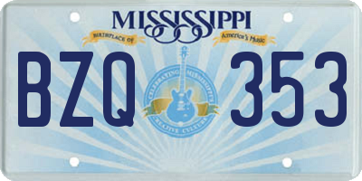 MS license plate BZQ353