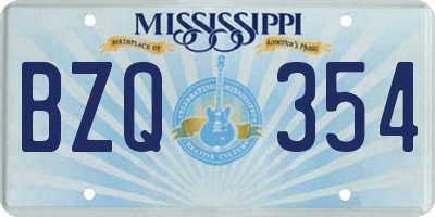 MS license plate BZQ354