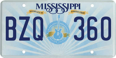 MS license plate BZQ360