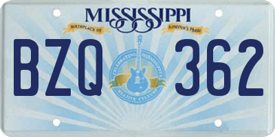 MS license plate BZQ362