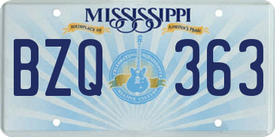 MS license plate BZQ363
