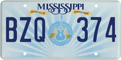 MS license plate BZQ374
