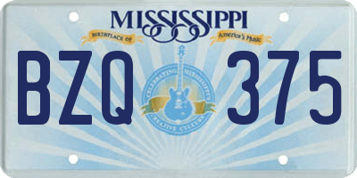 MS license plate BZQ375