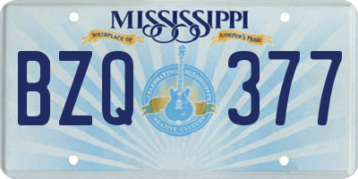 MS license plate BZQ377