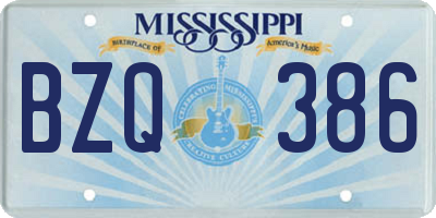 MS license plate BZQ386