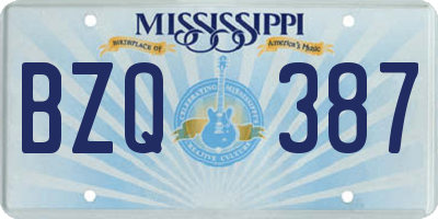 MS license plate BZQ387
