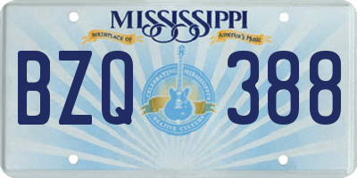 MS license plate BZQ388