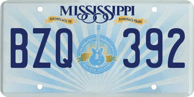 MS license plate BZQ392