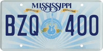 MS license plate BZQ400