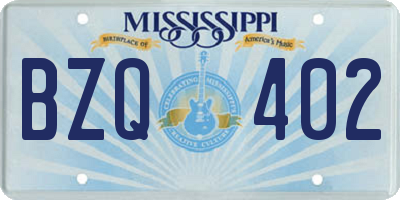 MS license plate BZQ402