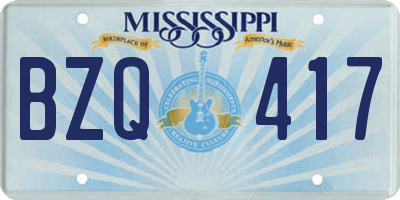 MS license plate BZQ417