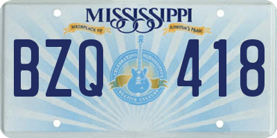 MS license plate BZQ418