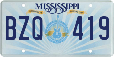 MS license plate BZQ419