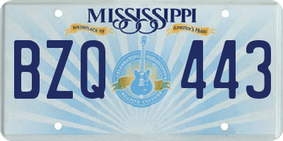 MS license plate BZQ443