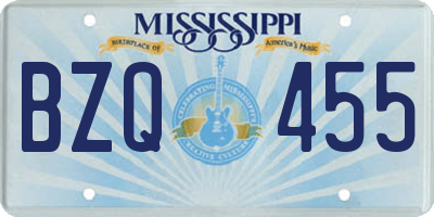 MS license plate BZQ455