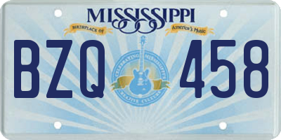 MS license plate BZQ458