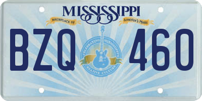 MS license plate BZQ460