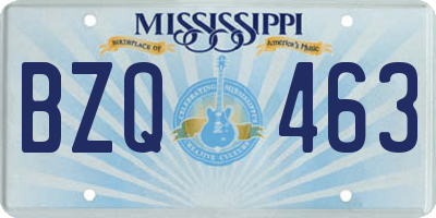 MS license plate BZQ463