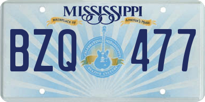 MS license plate BZQ477