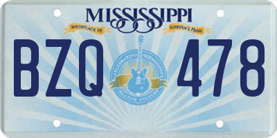MS license plate BZQ478