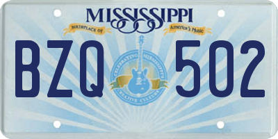 MS license plate BZQ502