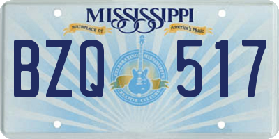 MS license plate BZQ517