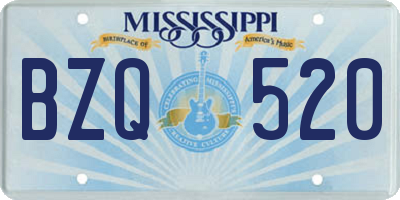 MS license plate BZQ520