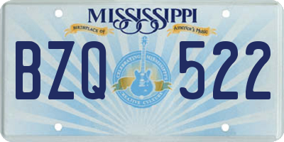 MS license plate BZQ522