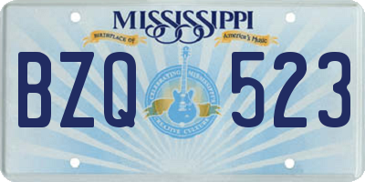 MS license plate BZQ523