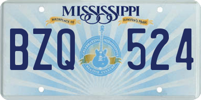 MS license plate BZQ524