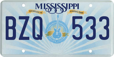MS license plate BZQ533