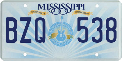 MS license plate BZQ538