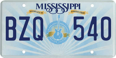 MS license plate BZQ540