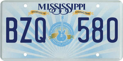 MS license plate BZQ580