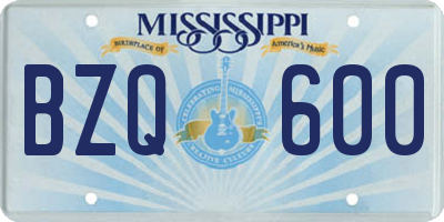 MS license plate BZQ600