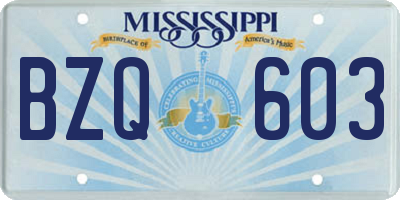 MS license plate BZQ603