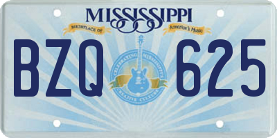 MS license plate BZQ625