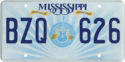 MS license plate BZQ626