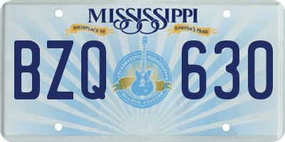 MS license plate BZQ630