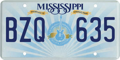 MS license plate BZQ635