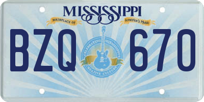 MS license plate BZQ670