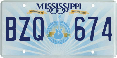 MS license plate BZQ674