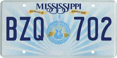 MS license plate BZQ702