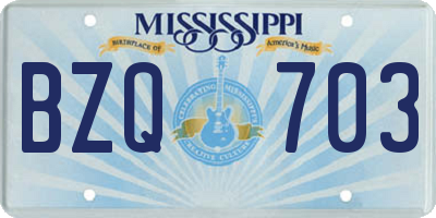 MS license plate BZQ703