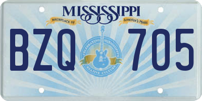 MS license plate BZQ705